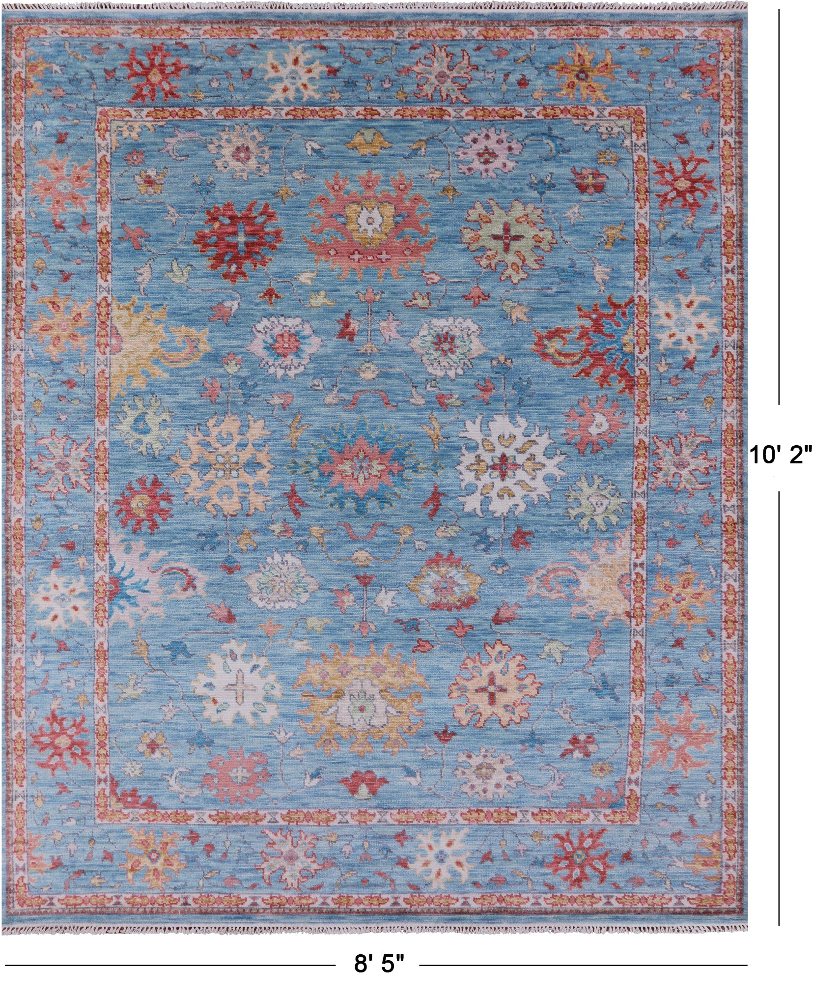 Blue Turkish Oushak Hand Knotted Wool Rug - 8' 5" X 10' 2" - Golden Nile