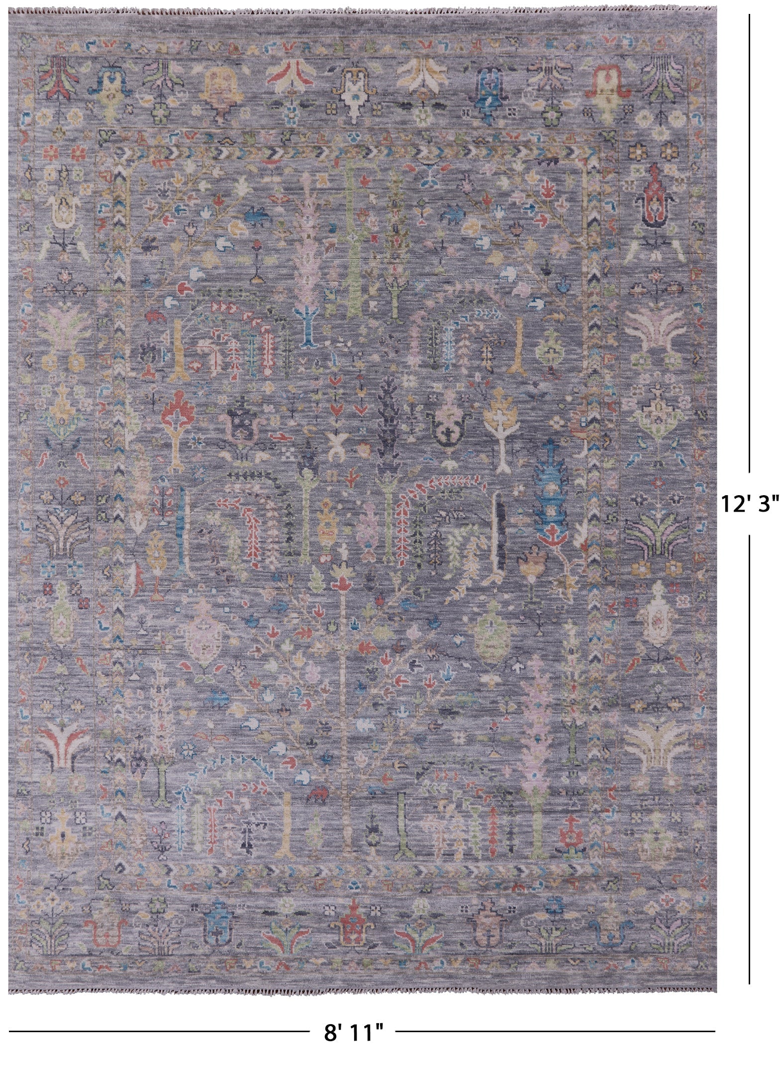 Grey Turkish Oushak Hand Knotted Wool Rug - 8' 11" X 12' 3" - Golden Nile