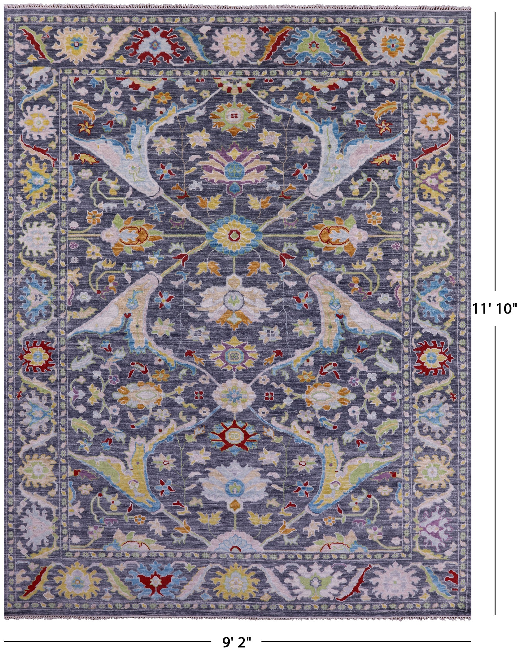 Grey Turkish Oushak Hand Knotted Wool Rug - 9' 2" X 11' 10" - Golden Nile