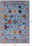 Blue Turkish Oushak Hand Knotted Wool Rug - 6' 3" X 9' 2" - Golden Nile