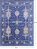 Blue Turkish Oushak Hand Knotted Wool Rug - 9' 3" X 12' 2" - Golden Nile
