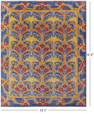 Blue William Morris Hand Knotted Wool Rug - 12' 1" X 15' 2" - Golden Nile