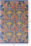 Blue William Morris Hand Knotted Wool Rug - 6' 3" X 9' 4" - Golden Nile