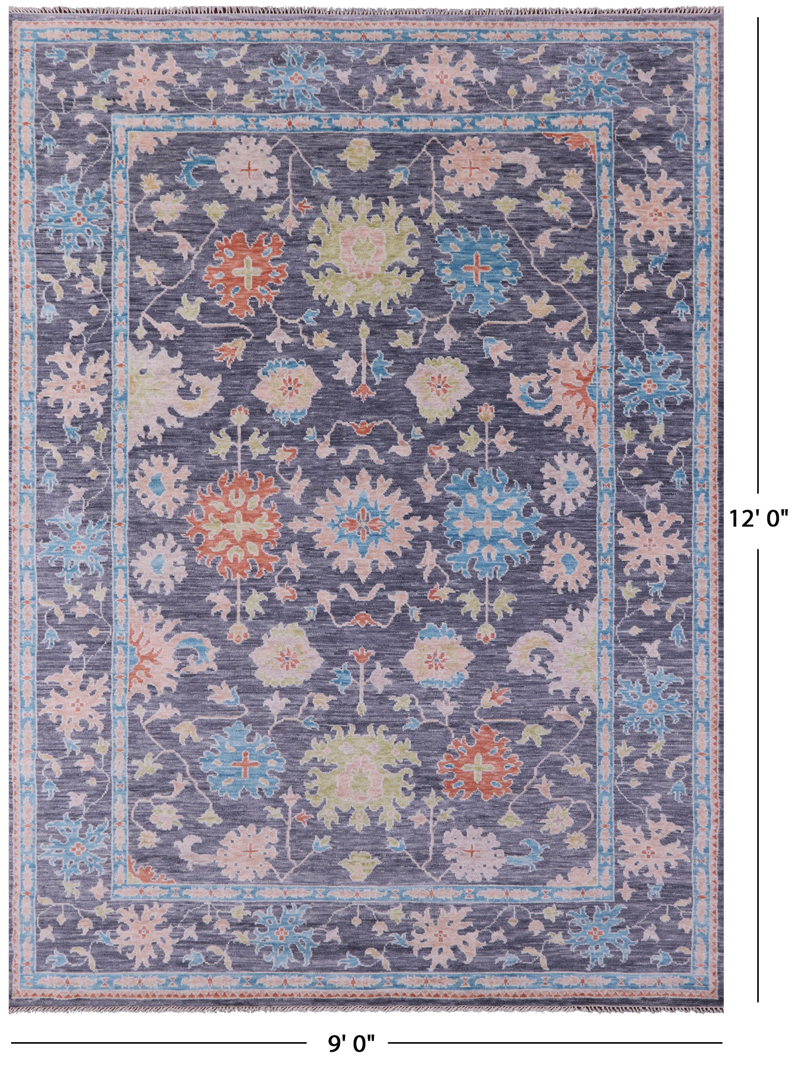 Grey Turkish Oushak Hand Knotted Wool Rug - 9' 0" X 12' 0" - Golden Nile