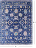 Blue Turkish Oushak Handmade Wool Rug - 10' 4" X 13' 11" - Golden Nile