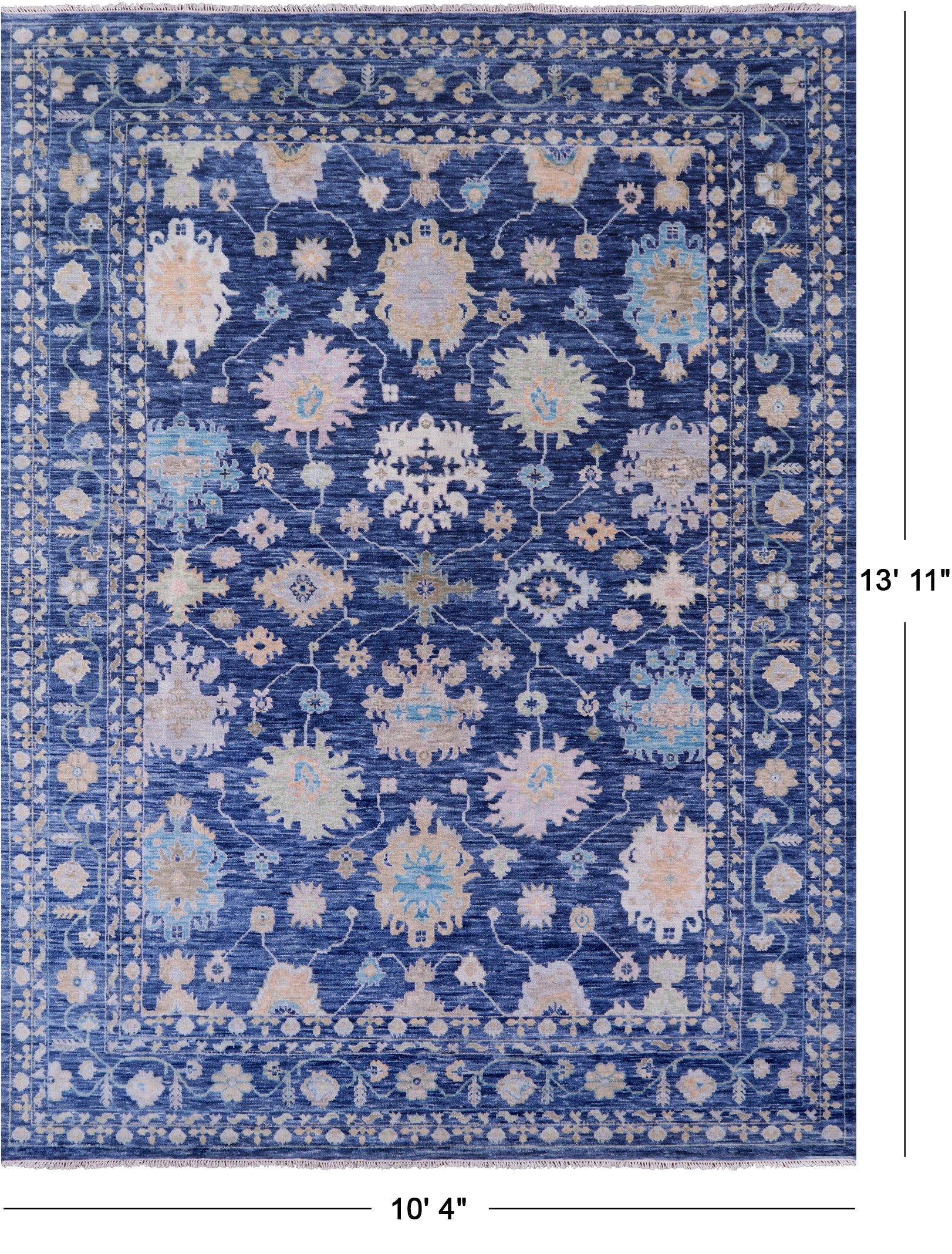 Blue Turkish Oushak Handmade Wool Rug - 10' 4" X 13' 11" - Golden Nile