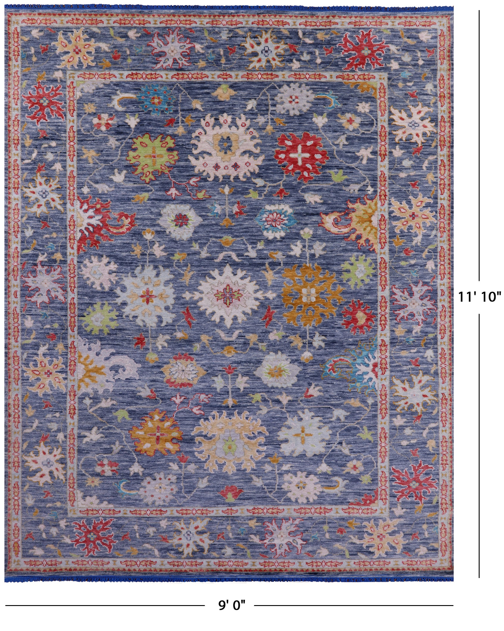 Grey Turkish Oushak Hand Knotted Wool Rug - 9' 0" X 11' 10" - Golden Nile