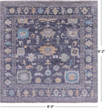 Grey Square Turkish Oushak Hand Knotted Wool Rug - 8' 0" X 8' 2" - Golden Nile