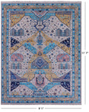 Ivory Turkish Oushak Hand Knotted Wool Rug - 9' 1" X 11' 7" - Golden Nile