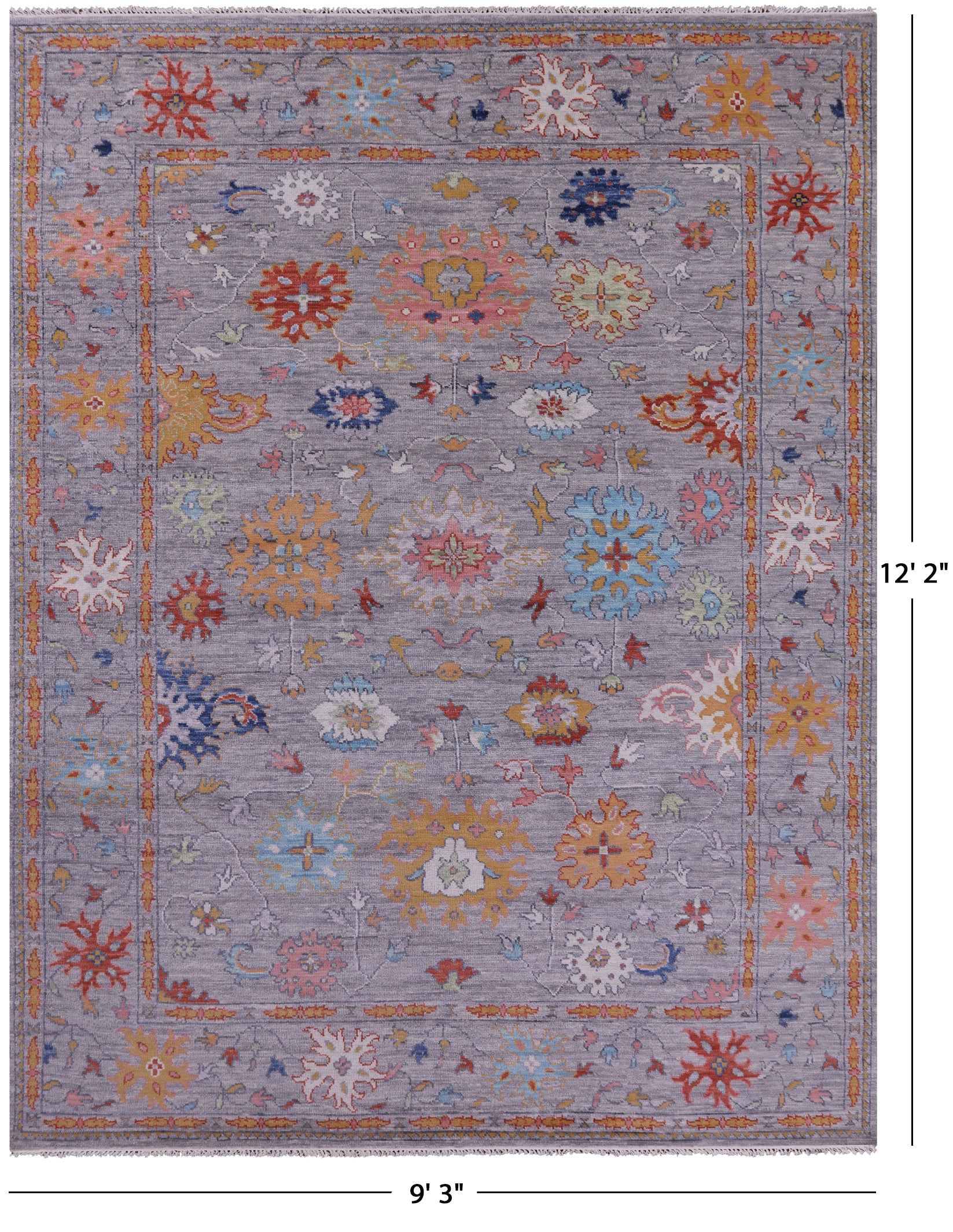 Grey Turkish Oushak Handmade Wool Rug - 9' 3" X 12' 2" - Golden Nile