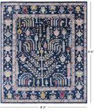 Blue Turkish Oushak Hand Knotted Wool Rug - 8' 2" X 9' 6" - Golden Nile
