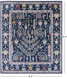 Blue Turkish Oushak Hand Knotted Wool Rug - 8' 2" X 9' 6" - Golden Nile