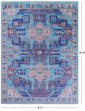 Blue Kazak Handmade Wool Rug - 9' 2" X 12' 0" - Golden Nile