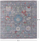 Grey Square Turkish Oushak Hand Knotted Wool Rug - 8' 2" X 8' 3" - Golden Nile