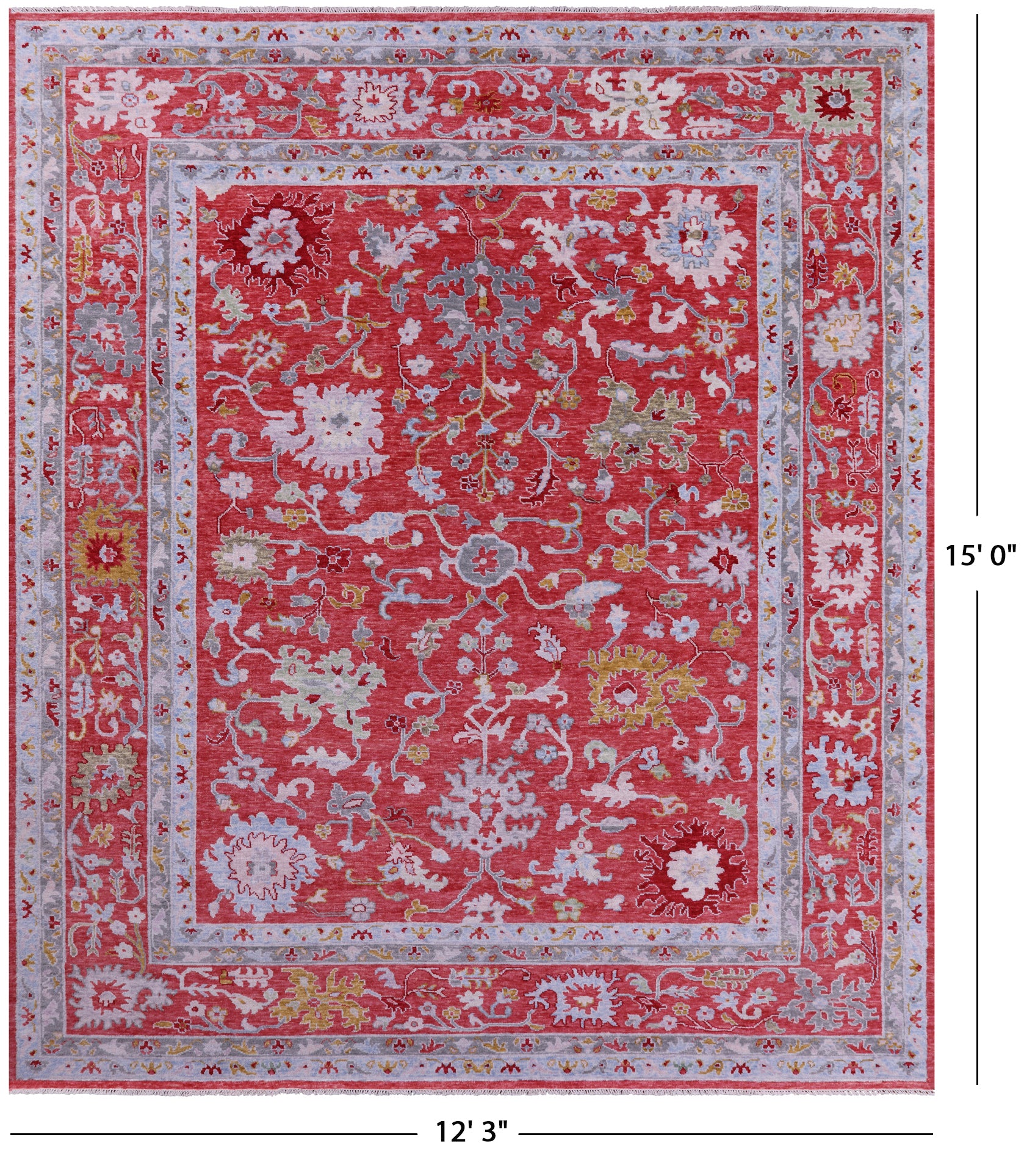 Turkish Oushak Handmade Wool Rug - 12' 3" X 15' 0" - Golden Nile