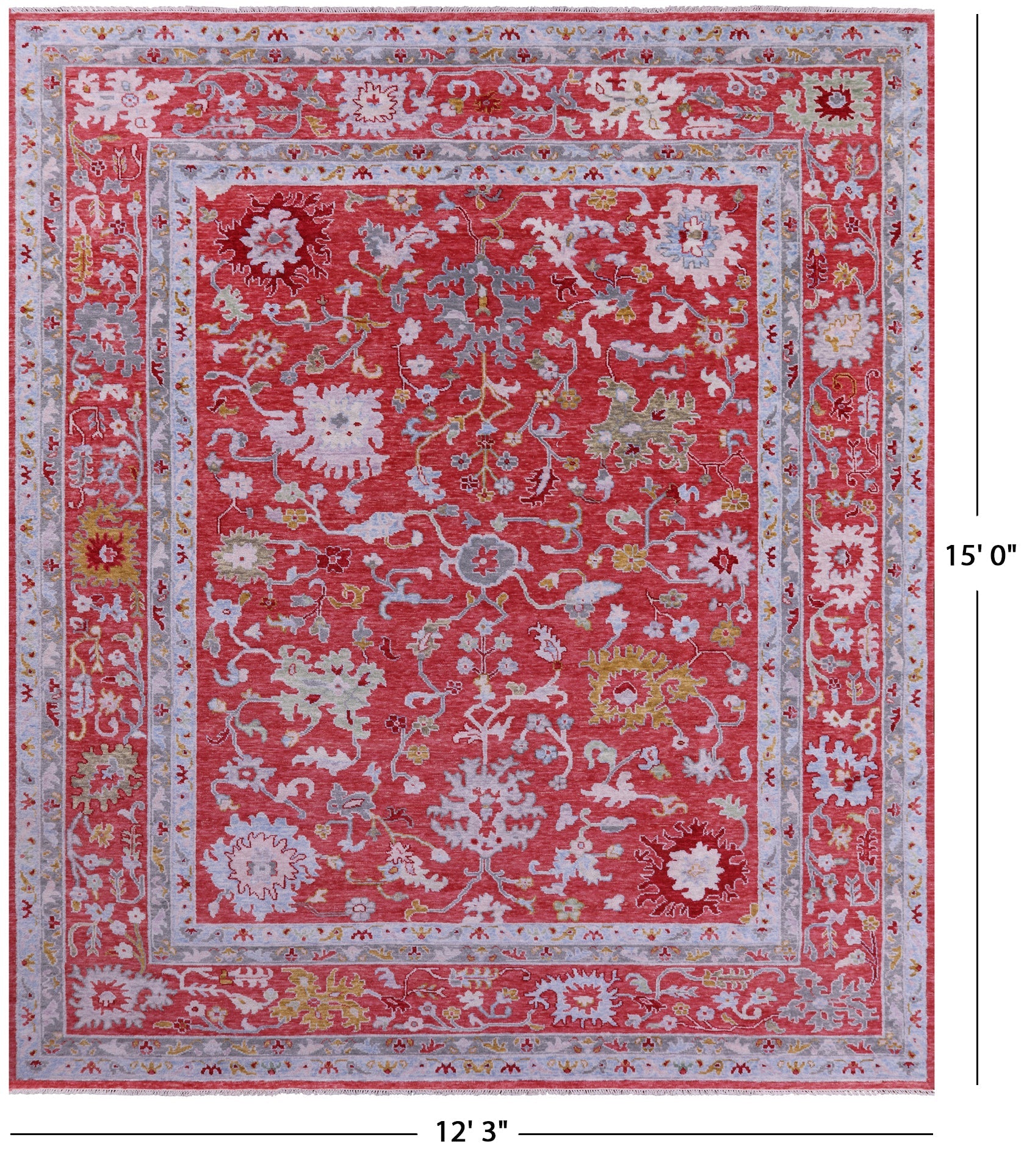 Turkish Oushak Handmade Wool Rug - 12' 3" X 15' 0" - Golden Nile