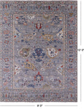 Grey Turkish Oushak Hand Knotted Wool Rug - 9' 0" X 12' 0" - Golden Nile