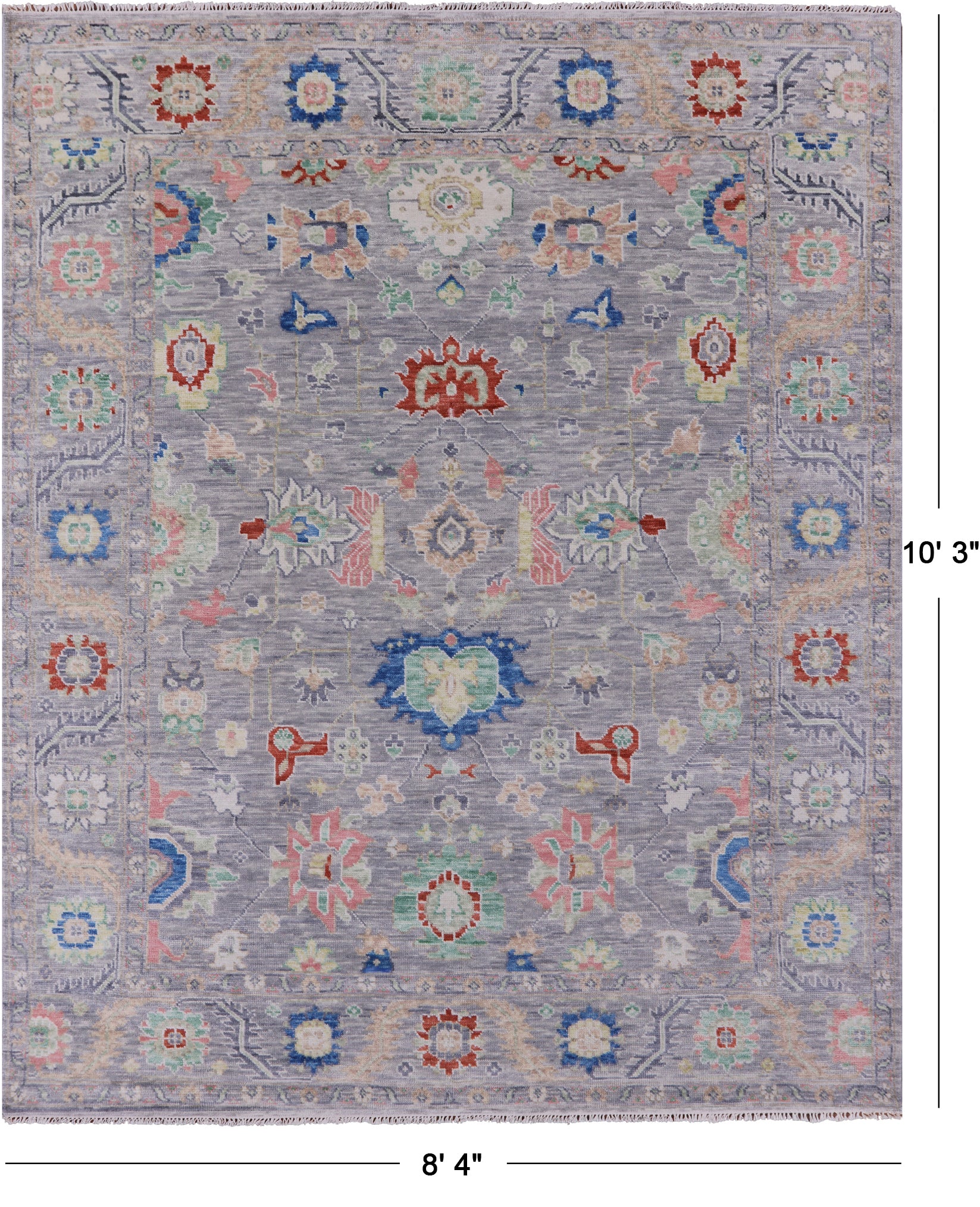 Grey Turkish Oushak Handmade Wool Rug - 8' 4" X 10' 3" - Golden Nile