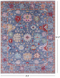 Blue Turkish Oushak Hand Knotted Wool Rug - 8' 0" X 10' 2" - Golden Nile