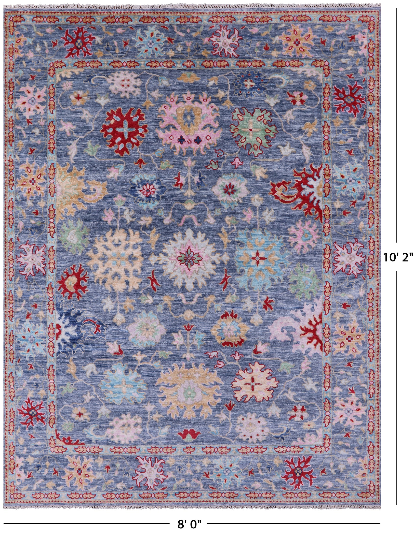 Blue Turkish Oushak Hand Knotted Wool Rug - 8' 0" X 10' 2" - Golden Nile