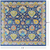 Blue Square Turkish Oushak Hand Knotted Wool Rug - 7' 9" X 8' 1" - Golden Nile