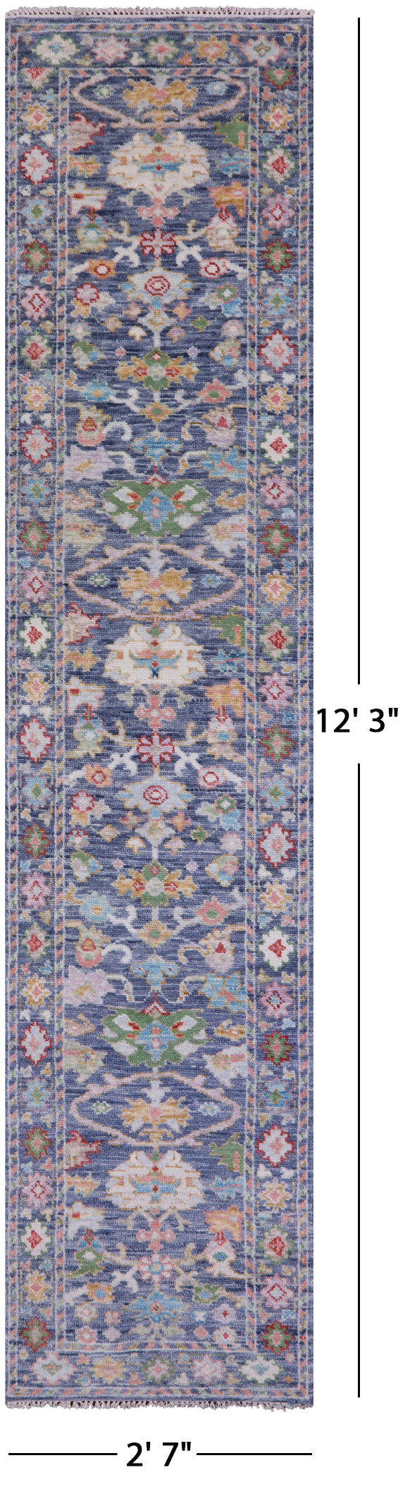 Grey Turkish Oushak Hand Knotted Wool Runner Rug - 2' 7" X 12' 3" - Golden Nile