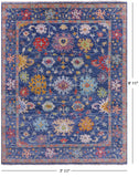 Blue Turkish Oushak Hand Knotted Wool Rug - 7' 11" X 9' 11" - Golden Nile