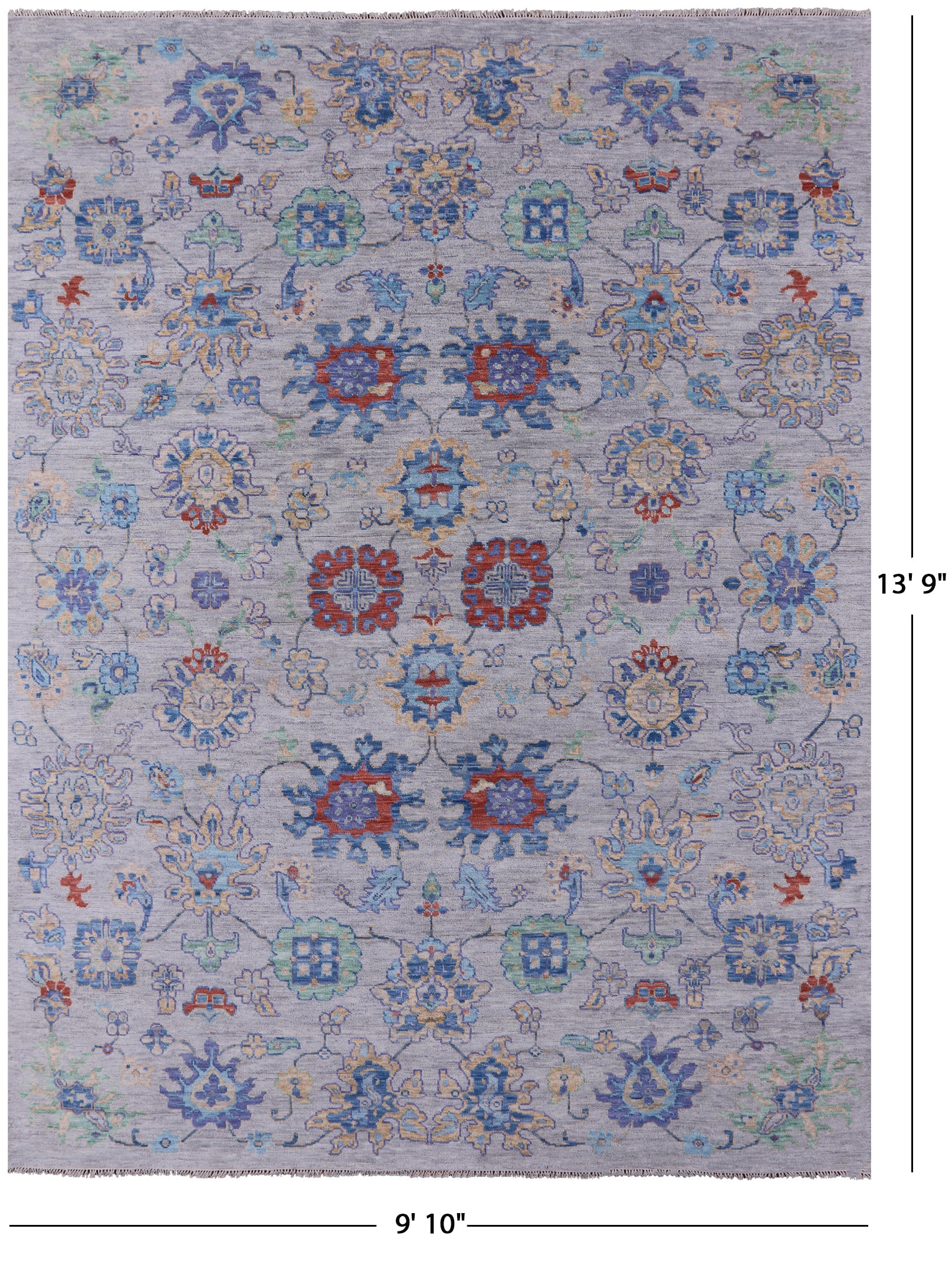 Grey Turkish Oushak Hand Knotted Wool Rug - 9' 10" X 13' 9" - Golden Nile