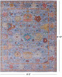 Blue Turkish Oushak Hand Knotted Wool Rug - 8' 0" X 9' 10" - Golden Nile