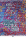 Abstract Modern Hand Knotted Wool & Silk Rug - 9' 1" X 12' 3" - Golden Nile