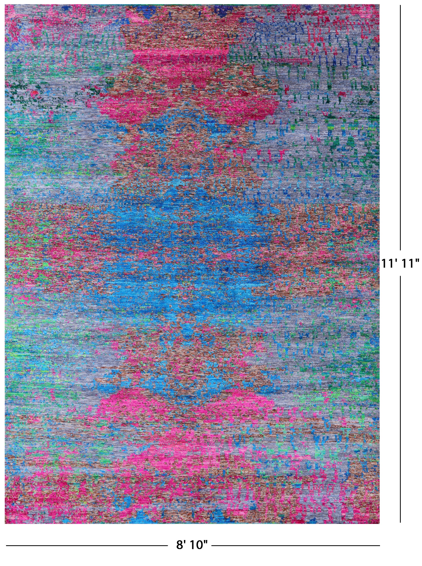 Abstract Contemporary Handmade Wool & Silk Rug - 8' 10" X 11' 11" - Golden Nile
