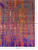 Abstract Modern Hand Knotted Wool & Silk Rug - 8' 10" X 12' 5" - Golden Nile