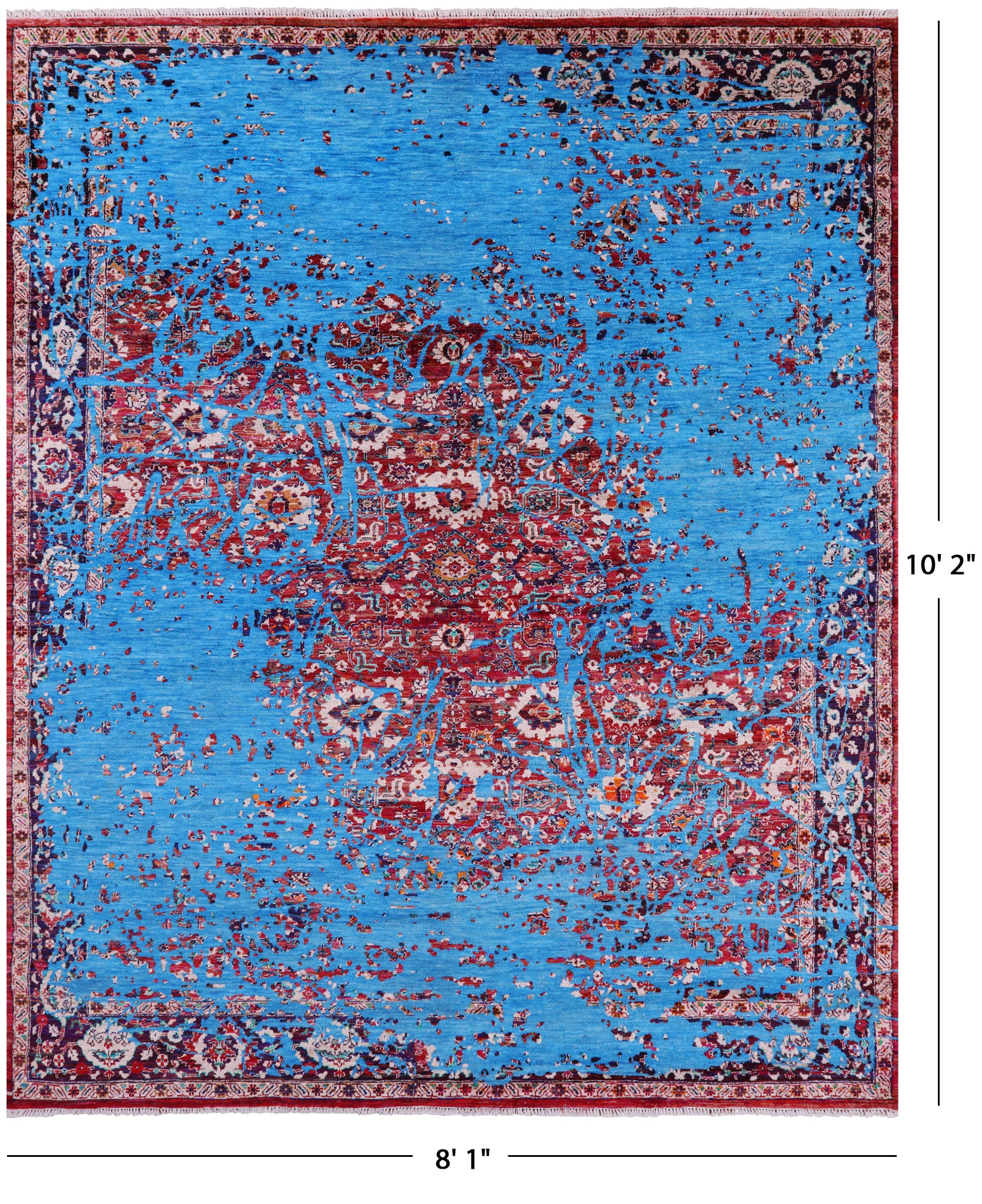Persian Fine Serapi Hand Knotted Wool & Silk Rug - 8' 1" X 10' 2" - Golden Nile
