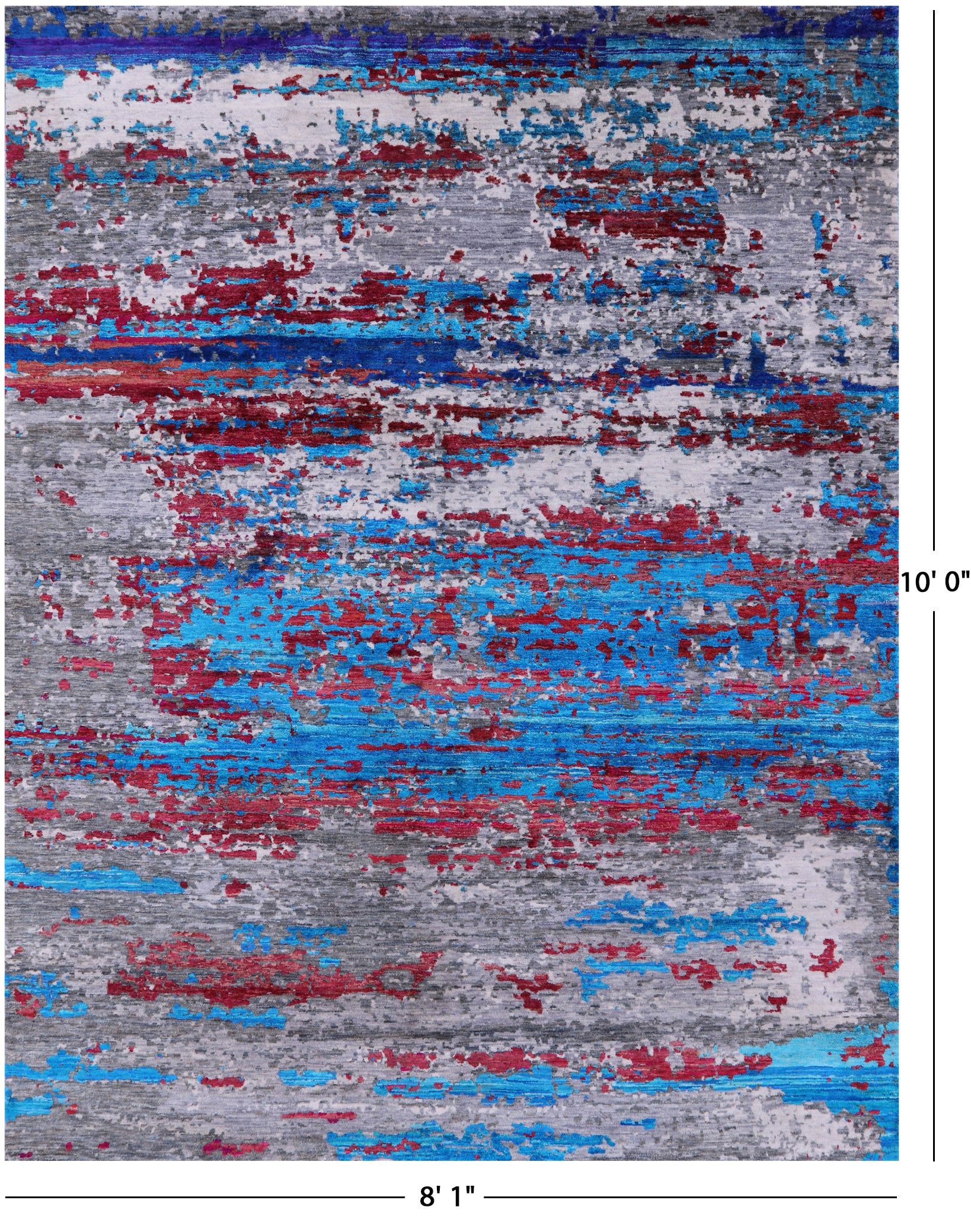 Abstract Modern Wool & Silk Hand Knotted Area Rug - 8' 1" X 10' 0" - Golden Nile