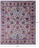 Grey Persian Hand Knotted Wool & Silk Rug - 8' 2" X 10' 1" - Golden Nile