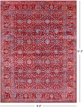 Red Persian Hand Knotted Wool & Silk Rug - 9' 0" X 12' 2" - Golden Nile