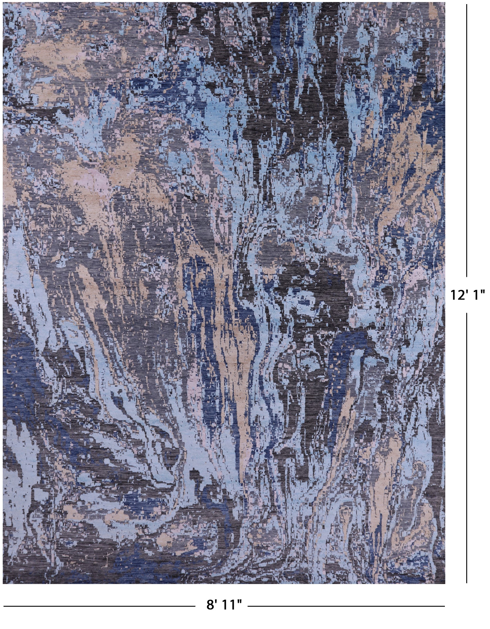 Contemporary Hand Knotted Wool & Silk Rug - 8' 11" X 12' 1" - Golden Nile