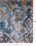 Abstract Contemporary Hand Knotted Wool & Silk Rug - 7' 11" X 9' 10" - Golden Nile