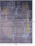 Abstract Modern Hand Knotted Wool & Silk Rug - 9' 0" X 12' 1" - Golden Nile