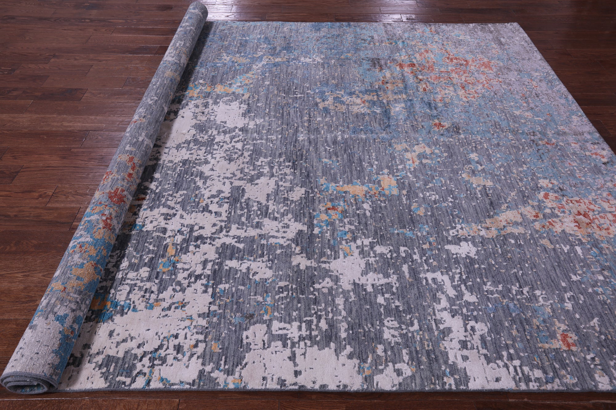 SUPER SALE Contemporary Hand Knotted Wool & Silk Rug - 8' 2" X 10' 2"