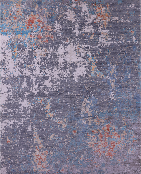 SUPER SALE Contemporary Hand Knotted Wool & Silk Rug - 8' 2" X 10' 2"
