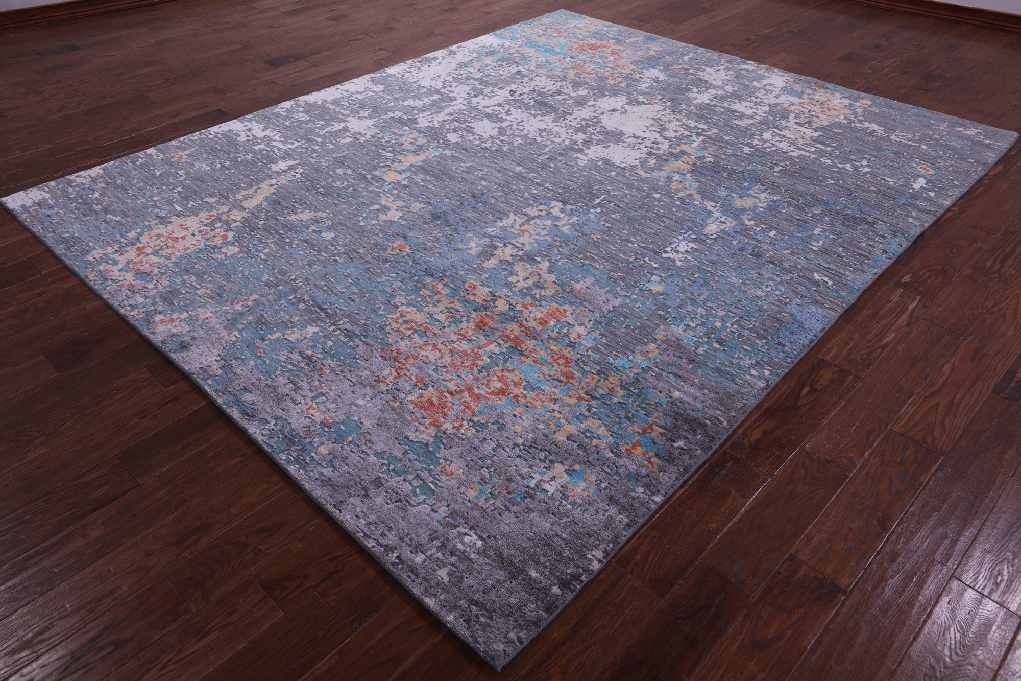 SUPER SALE Contemporary Hand Knotted Wool & Silk Rug - 8' 2" X 10' 2"