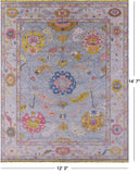Grey Turkish Oushak Hand Knotted Wool Rug - 12' 3" X 14' 7" - Golden Nile