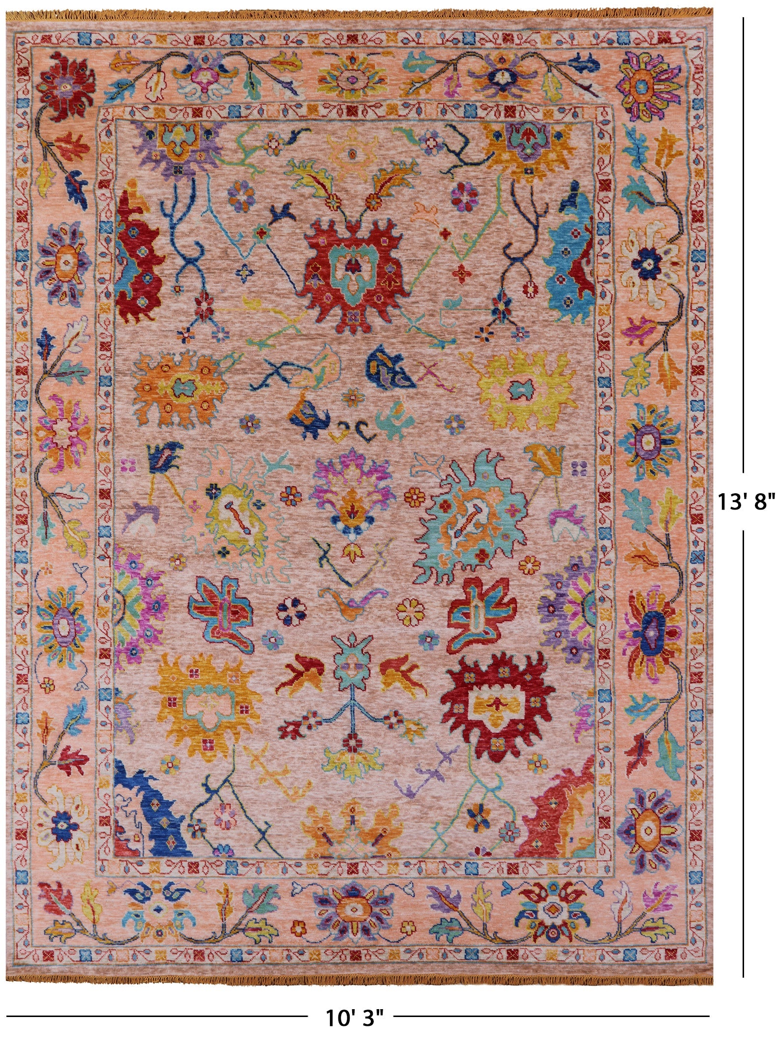 Turkish Oushak Handmade Wool Rug - 10' 3" X 13' 8" - Golden Nile