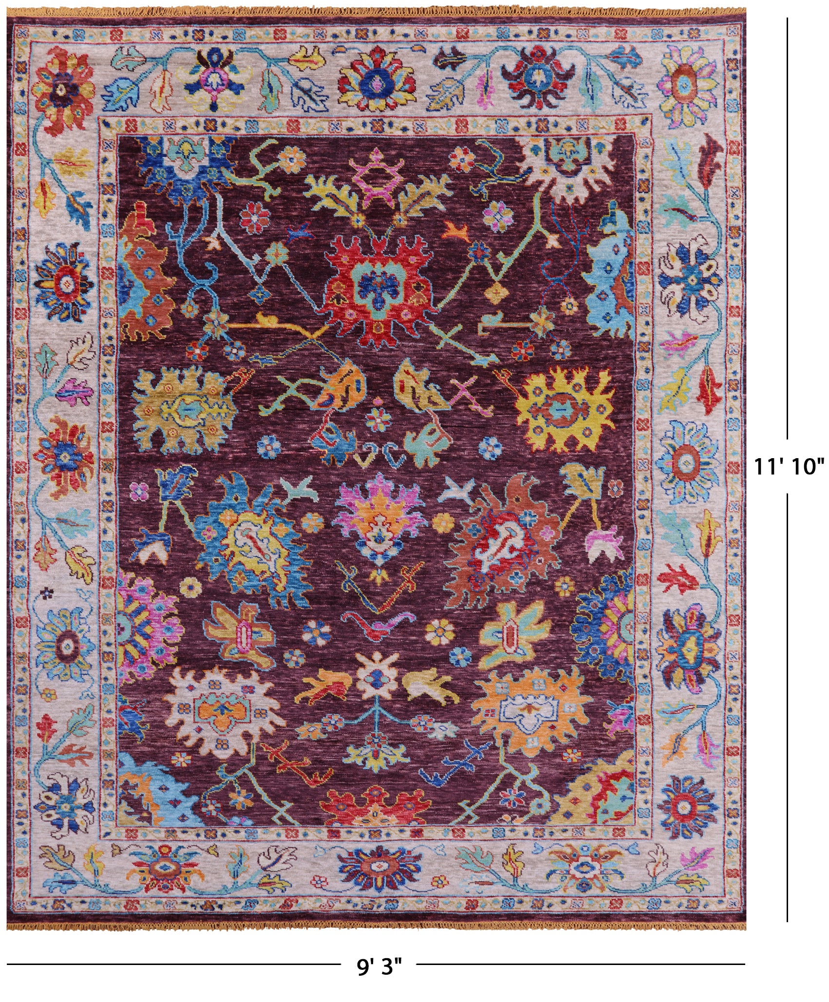 Turkish Oushak Hand Knotted Wool Rug - 9' 3" X 11' 10" - Golden Nile