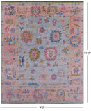 Blue Turkish Oushak Hand Knotted Wool Rug - 9' 2" X 11' 7" - Golden Nile