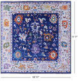 Blue Square Turkish Oushak Hand Knotted Wool Rug - 10' 11" X 11' 1" - Golden Nile