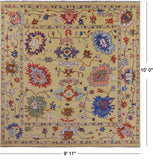 Gold Square Turkish Oushak Hand Knotted Wool Rug - 9' 11" X 10' 0" - Golden Nile