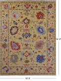 Gold Turkish Oushak Hand Knotted Wool Rug - 10' 3" X 14' 3" - Golden Nile