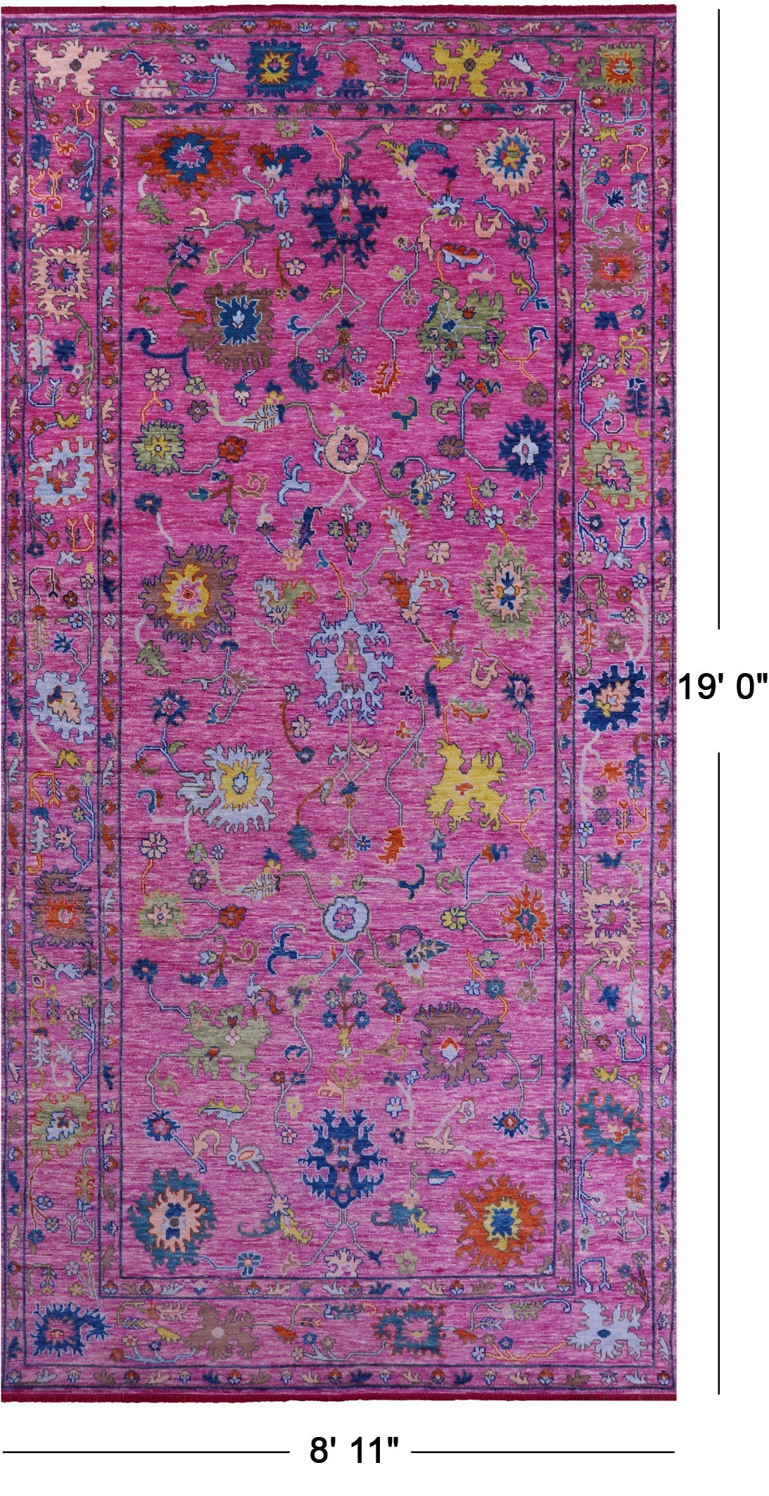 Pink Turkish Oushak Hand Knotted Wool Rug - 8' 11" X 19' 0" - Golden Nile